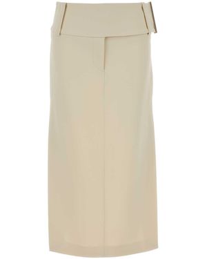 Sportmax Ivory Stretch Viscose Fronda Skirt - White