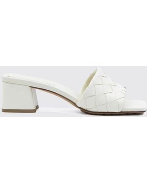 Bottega Veneta Parco Woven Leather Mules - White