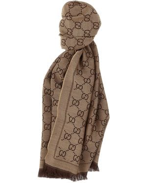 Gucci 'Gg' Scarf - Brown