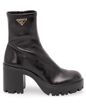 Prada Leather Booties - Black