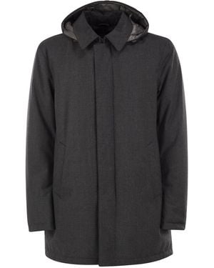 Herno Technical Wool-Blend Hooded Coat - Black