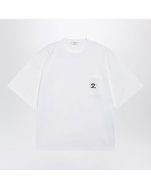 Versace Cotton Jersey T-Shirt With Medusa Embroidery - White