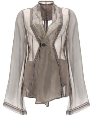 Rick Owens Single-Breasted Jacket Stag Polyamide - Gray