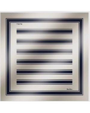 Max Mara Striped Silk Square Scarf With Contrast Trim - Gray