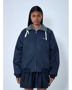 Miu Miu Technical Gazar And Fleece Bomber Jacket - Blue