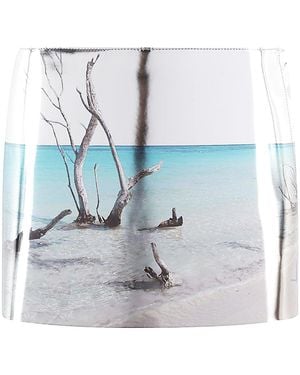 Prada Printed Leather Mini Skirt - Blue