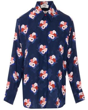 Fendi Bouquet Motif Shirt - Blue