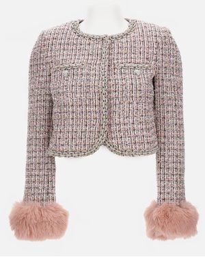 Self-Portrait Jacket With Fur Cuffs - White