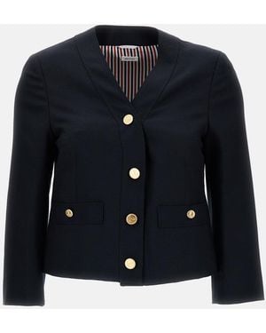 Thom Browne V-Neck Cardigan Jacket - Blue