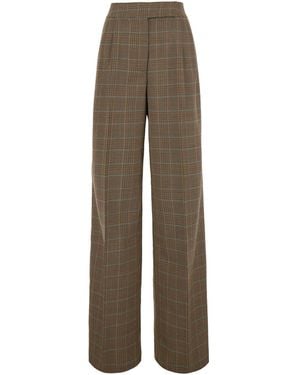 Etro Pants With Front Closure And All-Over Prince Of Wales Motif - Natural