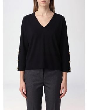 Max Mara Cropped Long-Sleeved Blouse With V-Neck And Dropped Shoulders - Black