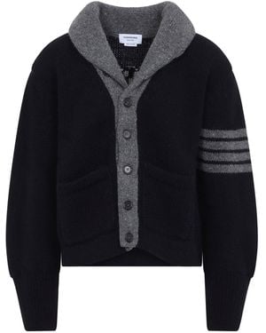 Thom Browne 65 Jersey Collar Cardigan - Black