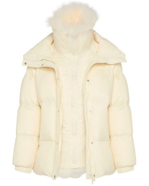 Yves Salomon Ys Army Collection: Mid-Length Down Jacket With Removable Bib And Lambswool Trim Clothing - Natural