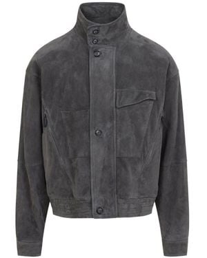 Giorgio Armani Suede Leather Jacket - Gray