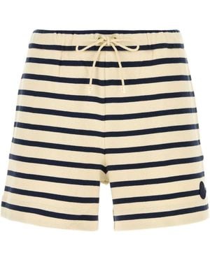 Moncler Embroidered Cotton Shorts - Blue