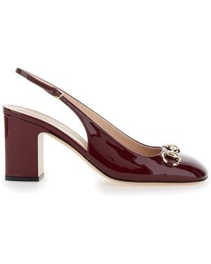シューズ・サンダルその他 GUCCI Bordeaux patent leather pump with crystal chain 801893_BNC80_6207_002_095_0000