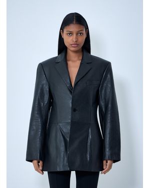 Alexander Wang Leather Single-Breasted Blazer - Blue