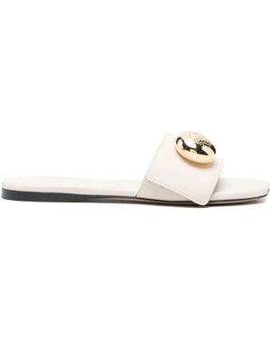 Loewe Pebble Leather Slides - White