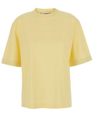Jacquemus 'Le Tshirt Ventadou' T-Shirt Crew Neck With Gros Grain Logo On The Back - Yellow