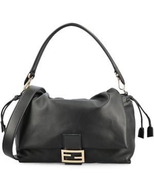 Fendi Baguette Large Leather Shoulder Bag - Black