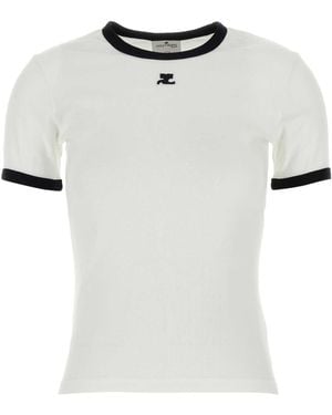 Courreges Courrèges Contrast Cotton T-Shirt - White