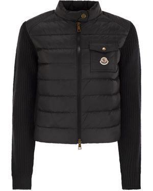 Moncler Padded Wool Cardigan With Zip - Black