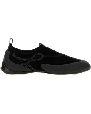 Loewe Suede Grip Aqua Slip Ons - Black