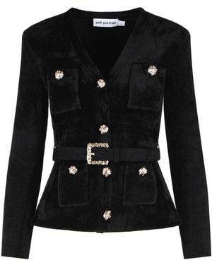 Self-Portrait Chenille Top - Black