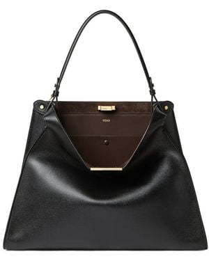 Fendi Way Large Leather And Suede Bag - Black