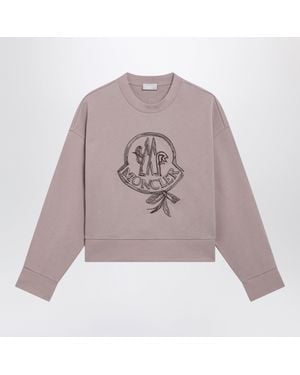 Moncler Cotton Sweatshirt With Embroidered Logo - Gray