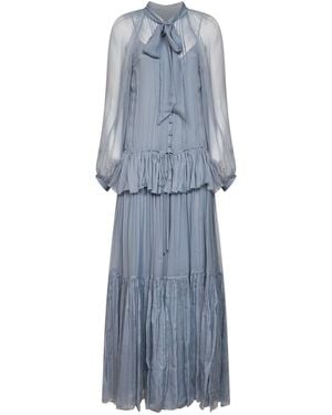 Chloé Chloé Light Silk Muslin Fluid Maxi Dress - Blue