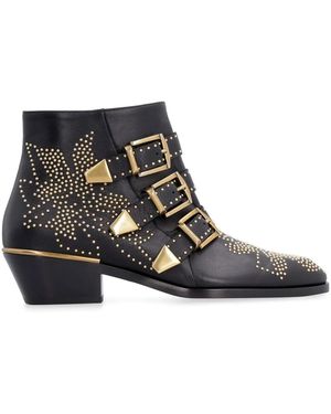 Chloé Boots Susanna Nappa Leather Black Rivets Gold