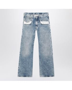 Maison Margiela Light Washed Jeans With Contrasting Insert Pocket Details - Blue