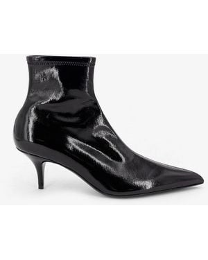 Celine Fitted Sleek Stretch Patent Leather Boots - Black
