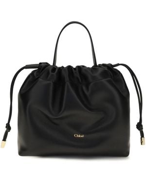 Chloé Chloé Icons Leather Chain Shoulder Bag - Black