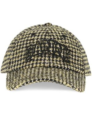 Ganni Woolen Check Cap - Yellow