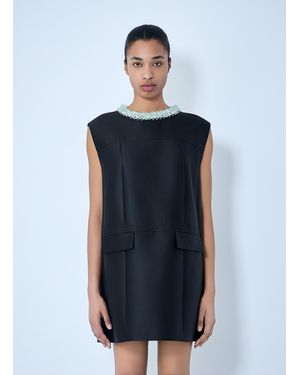 Prada Embellished Neckline Sleeveless Dress - Blue