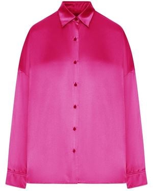 Dries Van Noten Satin-Effect Silk Shirt - Pink