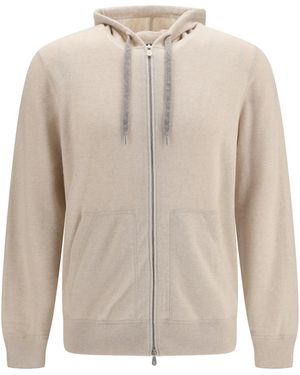 Brunello Cucinelli Cashmere Zip Up Hoodie - White