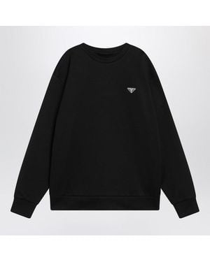 Prada Sweatshirt With Triangle Logo - Black