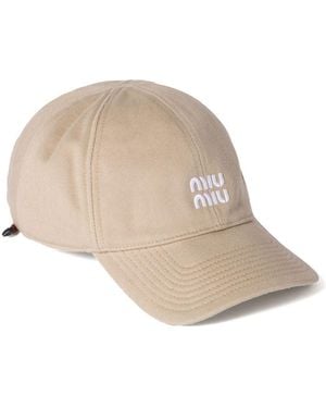 Miu Miu Logo Cotton Baseball Cap - Natural