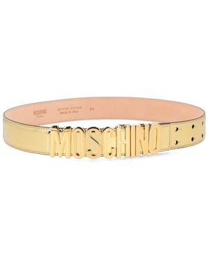 Moschino Logo Buckle Belt - Natural