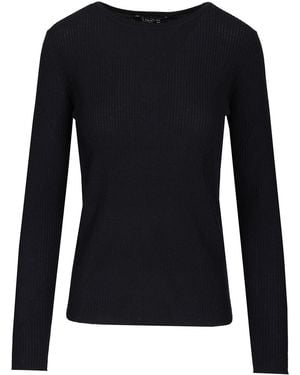 Max Mara 'Max Mara Disegno Wool Rib Crewneck Long Sleeve - Black