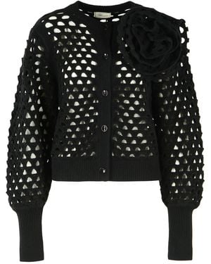Blumarine Openwork Wool Cardigan - Black