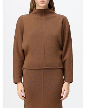 Max Mara Wool And Cashmere Funnel Neck Sweater With Dropped Shoulders - Brown