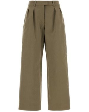 Magda Butrym Khaki Cotton Wide-Leg Pant - Green