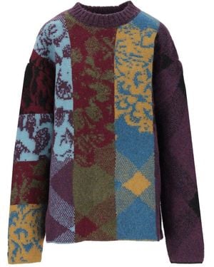 Dries Van Noten Patchwork Wool Sweater - Multicolor