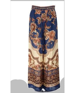 Zimmermann Printed Silk Wide-Leg Pants - Blue