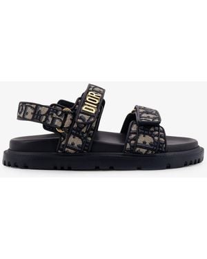 Dior Dior Dioract Cotton Sandals With Dior Oblique Motif - White