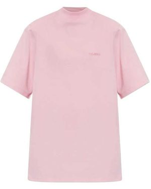 The Attico Logo-Print High-Neck T-Shirt - Pink